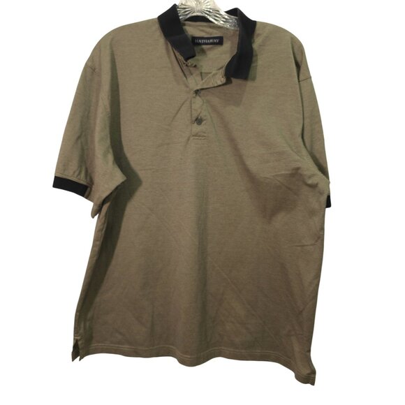 Hathaway Mens Polo Shirt L/G Stripe Pattern Cotton - Picture 2 of 11